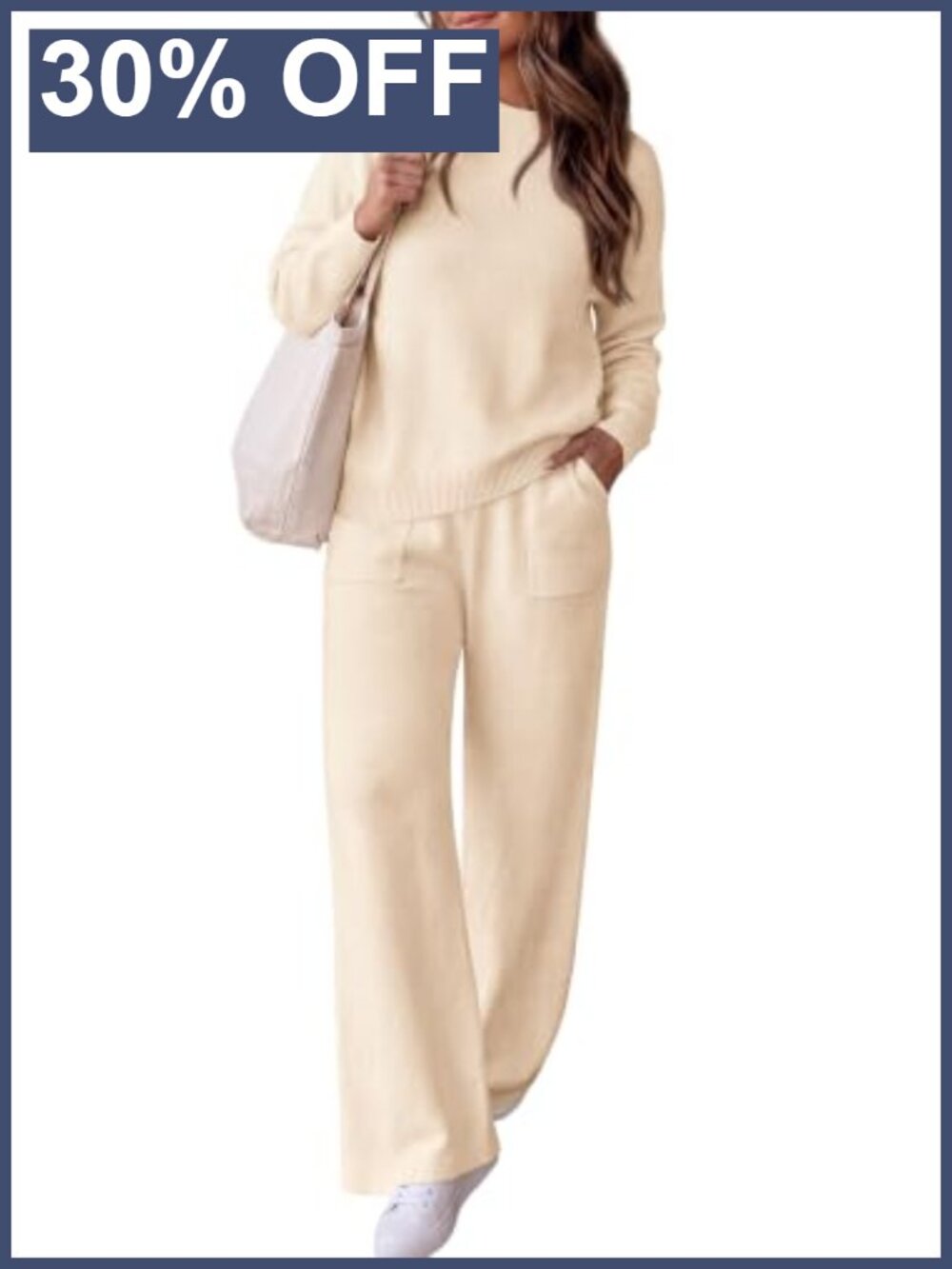 PRETTYGARDEN 2 Piece Knit Sweater Set Wide Leg Pants Lounge Travel